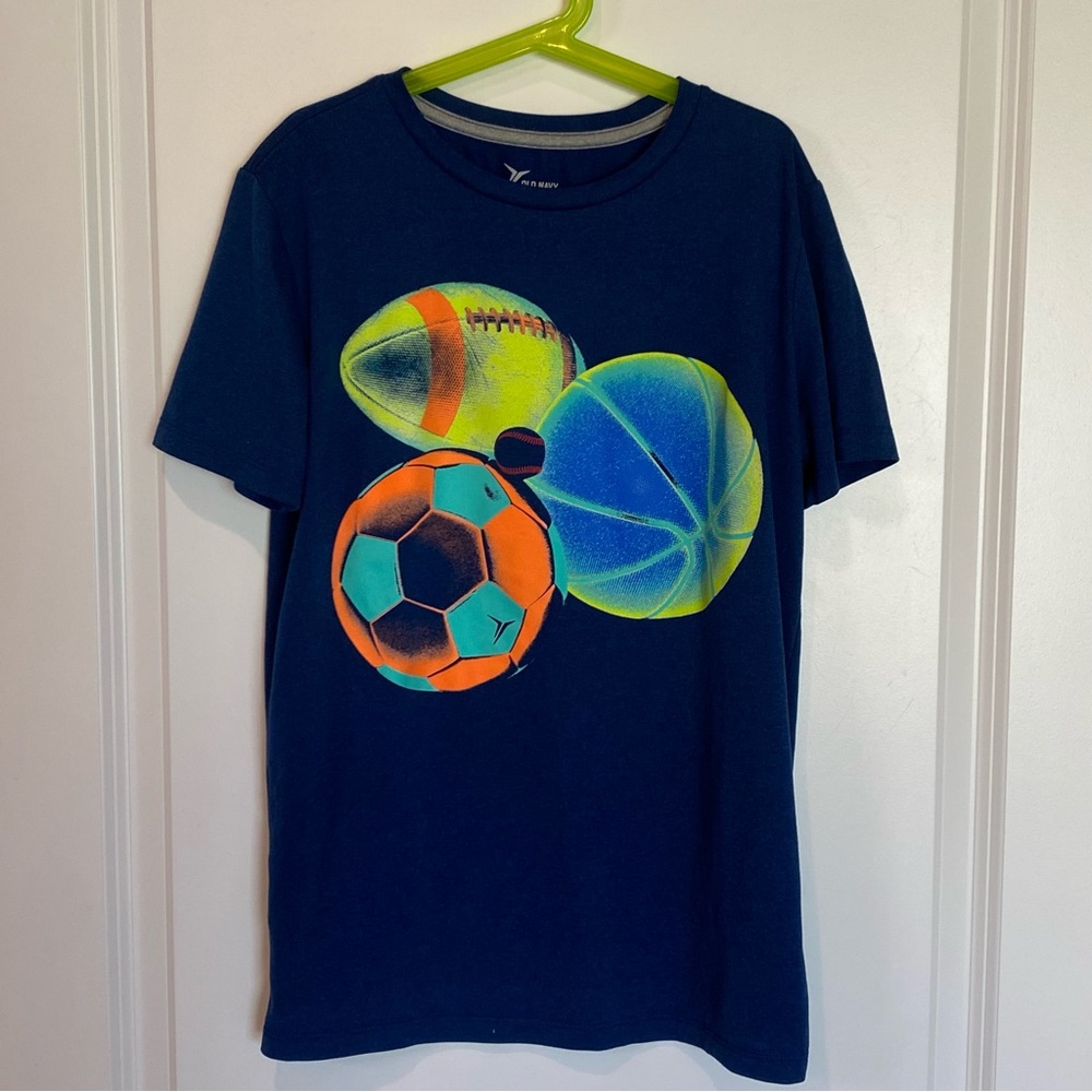 Old Navy Blue Sports Graphic T-Shirt - Dry Wick / Moisture Wicking - Boys 14-16
